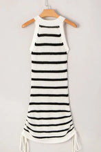 Striped Knit Sweater Dress for Women with Drawstring Acrylic Material Woman Sweater Dresses