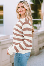 Striped Knit Sweater Pullover with Long Sleeve Length and Jeans Set