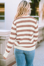 Striped Knit Sweater Pullover with Long Sleeve Length and Jeans Set