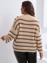 Striped Knit Sweater with Button Detail and Regular Sleeve Length