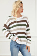 Striped Knit Sweater with Long Sleeve Length Sweater Pullovers