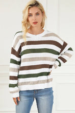 Striped Knit Sweater with Long Sleeve Length Sweater Pullovers