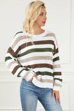 Striped Knit Sweater with Long Sleeve Length Sweater Pullovers