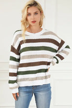Striped Knit Sweater with Long Sleeve Length Sweater Pullovers