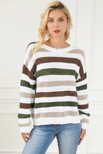 Striped Knit Sweater with Long Sleeve Length