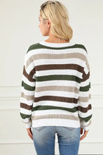 Striped Knit Sweater with Long Sleeve Length Sweater Pullovers