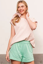 Striped Muscle Sleeve Top with Pink Pattern for Women