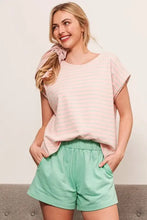 Striped Muscle Sleeve Top with Pink Pattern for Women Woman T Shirts