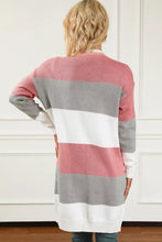 Striped Open Front Long Sleeve Cardigan Woman Outerwear