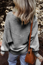 Striped Oversized Knit Sweater for Women 100 Percent Polyester