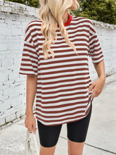 Striped Oversized Rayon T-Shirt for Women