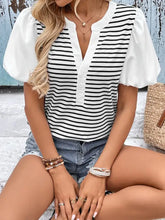 Striped Puff Sleeve Blouse for Women Woman T Shirts