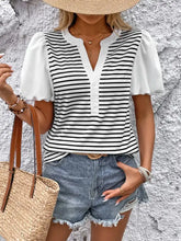 Striped Puff Sleeve Blouse for Women Woman T Shirts