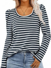 Striped Puff Sleeve Long Sleeve Top for Women