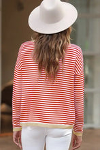 Striped Round Neck Drop Shoulder T-Shirt Woman Blouses