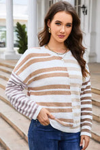 Striped Round Neck Dropped Shoulder Sweater Sweater Pullovers