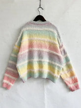 Striped Round Neck Long Sleeve Sweater Sweater Pullovers