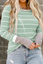 Striped Round Neck Long Sleeve T-Shirt Woman T Shirts