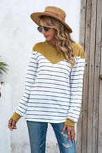 Striped Round Neck Long Sleeve T-Shirt Woman T Shirts