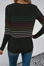 Striped Round Neck Long Sleeve T-Shirt Woman T Shirts