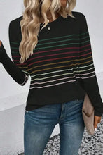 Striped Round Neck Long Sleeve T-Shirt Woman T Shirts