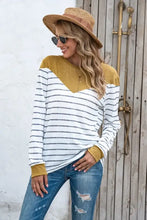 Striped Round Neck Long Sleeve T-Shirt Woman T Shirts
