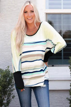 Striped Round Neck Long Sleeve Top Woman T Shirts