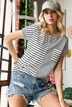 Striped Round Neck Short Sleeve Tee Woman T Shirts