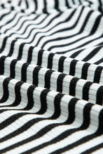 Striped Scallop-Trim Top with White Denim Skirt Set Woman T Shirts