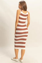 Striped Scoop Neck Wide Strap Knit Tank Dress for Women