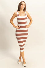Striped Scoop Neck Wide Strap Knit Tank Dress for Women