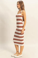 Striped Scoop Neck Wide Strap Knit Tank Dress for Women