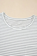 Striped Short Sleeve Cotton Blend T Shirt with Pocket for Women Woman T Shirts