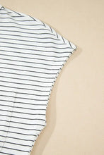 Striped Short Sleeve Cotton Blend T Shirt with Pocket for Women Woman T Shirts