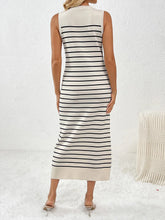 Striped Sleeveless Midi Dress in Viscose Blend
