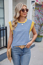 Striped Sleeveless Top with Yellow Trim