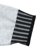 Gray and black striped ribbed knit cuff on Striped Trim Tie Waist Sweater Dress