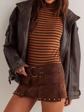 Striped Turtleneck Top with Exposed Seam Long Sleeve Women’s Shirt Woman T Shirts