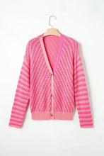 Striped V-Neck Button Up Cardigan Woman Outerwear