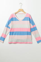Striped V Neck Sweater for Women