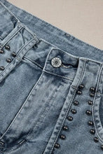 Studded Acid Wash Denim Shorts Denim Shorts