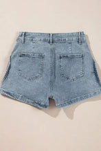 Studded Acid Wash Denim Shorts Denim Shorts