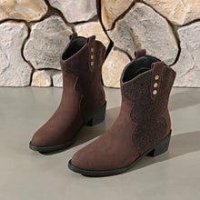 Suede Cowboy Ankle Boots for Women Brown Low Heel Brown