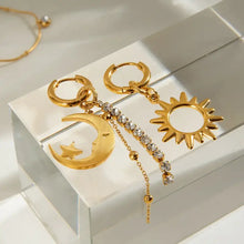 Sun Moon Asymmetric Drop Earrings Earrings