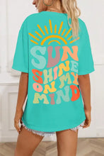 SUN SHINE ON MY MIND Round Neck T-Shirt Aqua Woman T Shirts