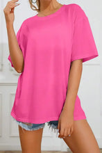 Bright pink oversized Sun Shine On My Mind Round Neck T-Shirt with short sleeves
