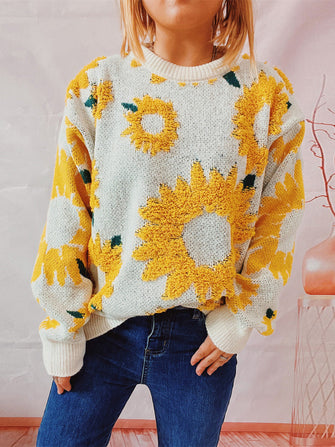 Sunflower Knit Sweater with Long Sleeve Length Banana Yellow