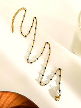 18k gold-plated sunflower pendant necklace with black beaded chain bracelet