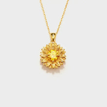 Sunflower shape 18k gold-plated pendant necklace with gemstone center