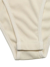 Cream-colored ribbed fabric surplice cap sleeve bodysuit with neat matching stitching along the seams